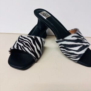 Dolce Vita Zebra Print Heeled Slides - Black and White NWT